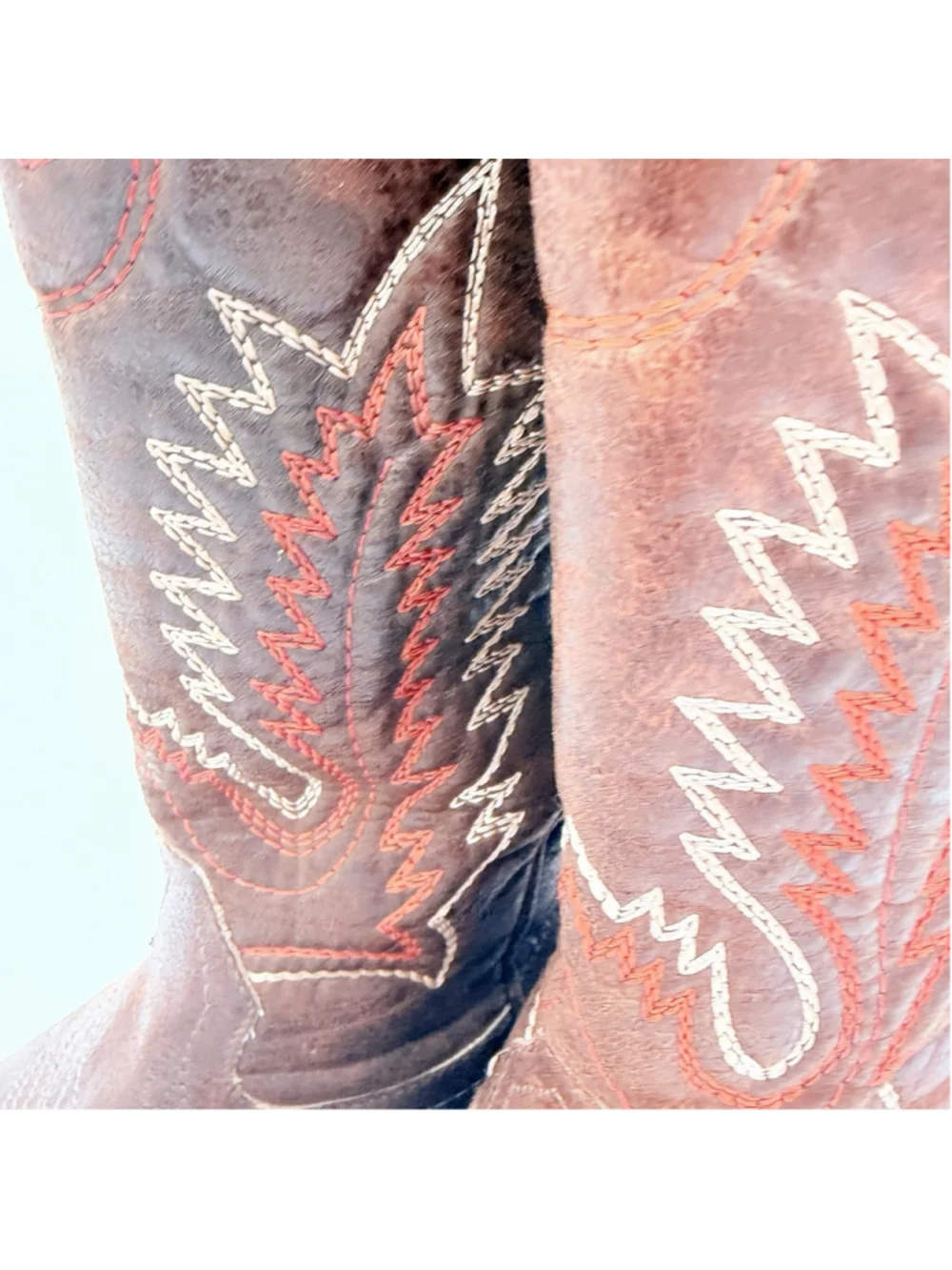 Coconuts Youth Western Cowboy Boots Brown Red Embroidered Pull On Size 5M
